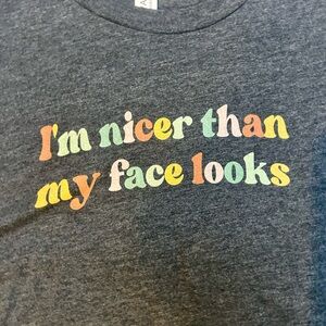 Gray Graphic Tee I’m nicer than my face looks Short Sleeve tee